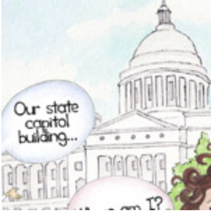 Illustration of the Arkansas State Capitol building.