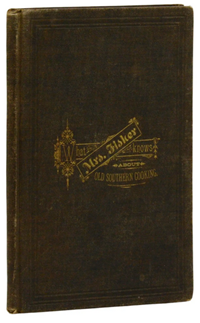 An old book with a brown cover - a first edition of Abby Fisher's cookbook.